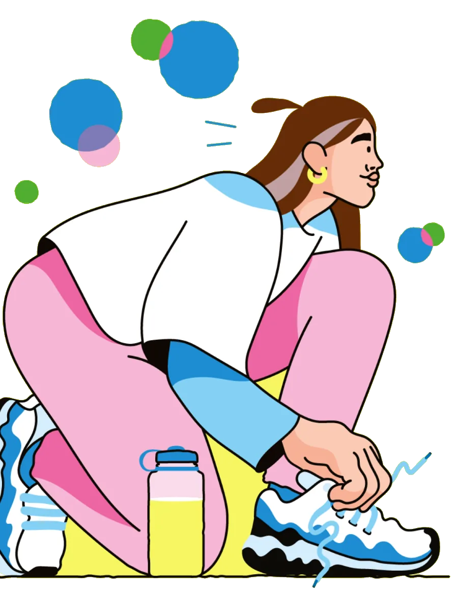 Illustratie: vrouw strikt haar schoen
