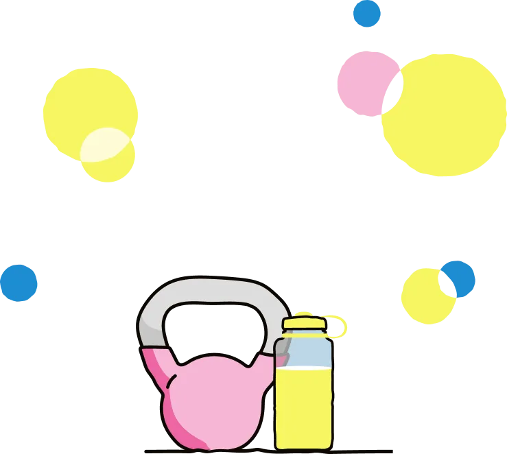 Illustratie: kettlebell en bidon